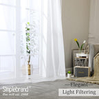 Simplebrand Sheer White Curtains 108 Inches Long, Extra Long Rod Pocket Solid - Image 2