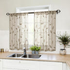 HOMEIDEAS Taupe Sheer Kitchen Curtains 30 X 36 Inch Length 2 Panels Beige - Image 4