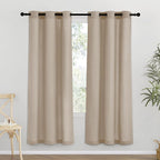 NICETOWN Taupe Thick Linen Curtains 72" Length, Grommet Privacy Window by NICETOWN