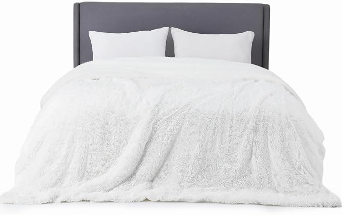 Bedsure GentleSoft Fluffy White Blankets Queen Size - Image 9