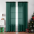 OVZME Hunter Green Sheer Curtains 84 Inches Long 2 Panels by OVZME