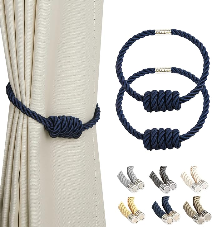 BEL AVENIR Magnetic Curtain Tiebacks, Decorative Drapery Holdbacks Modern Woven by BELAVENIR