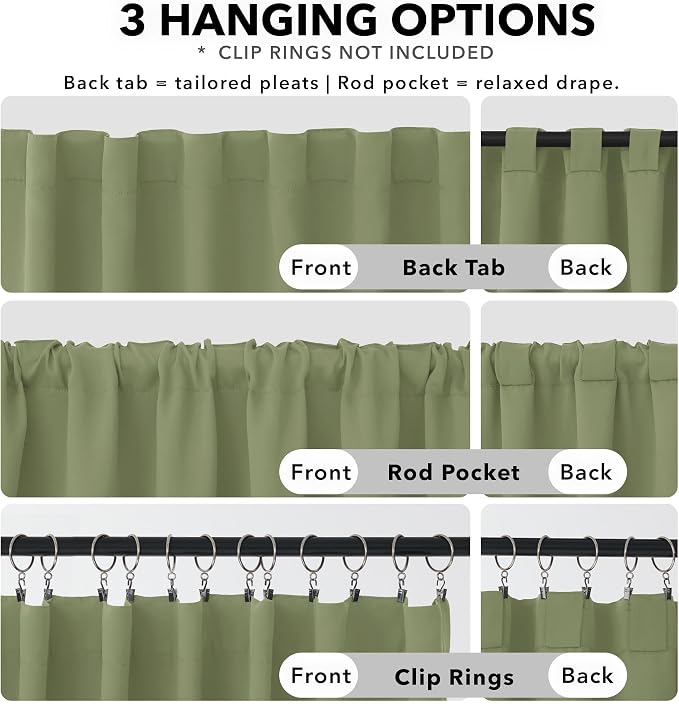 Deconovo Blackout Curtains, Thermal Insulated, W52 x L54 2 Panels, Back Tab - Image 2
