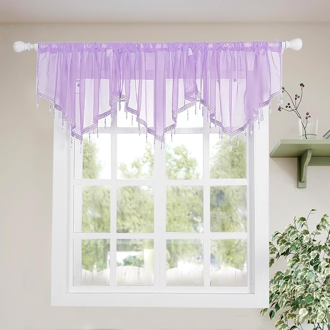 Molaxhome Swag Curtain 51 inch Length Rod Pocket Scalloped Curtain Valance by Molaxhome