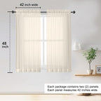 OWENIE Sheer Cream Curtains 84 Inch Length 2 Panels Set - Image 2