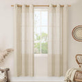 LAMIT Natural Linen Curtains 80 inches Long 2 Panels Set, Bronze Grommet Thick by LAMIT