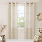 LAMIT Natural Linen Curtains 80 inches Long 2 Panels Set, Bronze Grommet Thick by LAMIT