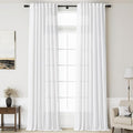 Nanspring White Linen Curtains 2 Panels Set by Nanspring