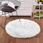 Goolela White Round Rug 3ft Fluffy Faux Sheepskin Fur Rug Small Circle Fuzzy - Image 2