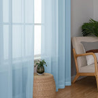 Lecloud Sky Blue Sheer Curtains 72 Inches Length 2 Panels, Lightweight Dual Rod - Image 4