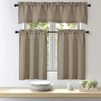 OWENIE Bob Valance Curtains 18 Inch Length 1 Piece, Faux Linen Slub Solid Stone - Image 8