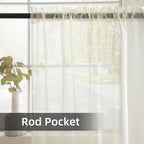 youleyar Solid Sheer Rod Pocket Curtain Voile Draperies 2 Panels White Beige - Image 2