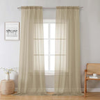 Lecloud Taupe Sheer Curtains 96 Inches Long 2 Panels, Modern Voile Solid by Lecloud