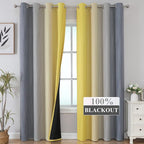 Estelar Textiler Yellow and Gray Blackout Curtains 96 Inches Long, Ombre - Image 2