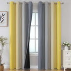 Estelar Textiler Yellow and Grey Blackout Curtains 108 Inches Long, Thermal by ESTELARTEXTILER