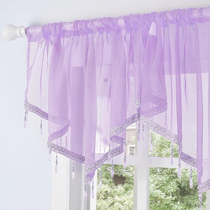 Molaxhome Swag Curtain 51 inch Length Rod Pocket Scalloped Curtain Valance - Image 4