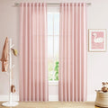 Nanspring Pink Linen Curtains 84 Inch Length 2 Panels Set by Nanspring