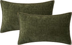 MIULEE Pack of 2 Couch Throw Pillow Covers 12x20 Inch Olive Green Farmhouse - Image 6