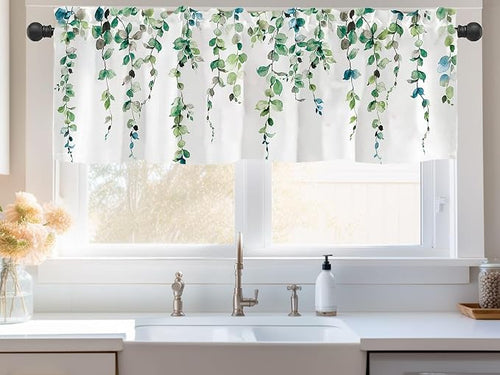 2 Pack Watercolor Green Leaves Window Valance - Image 2