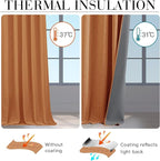 RYB HOME Burnt Orange Total Blackout Curtains Linen Texture, Fall Curtains - Image 6