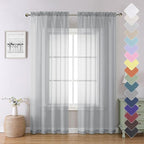 Lecloud Light Grey Sheer Curtains 84 Inch Length 2 Panels, Balance Light & by Lecloud