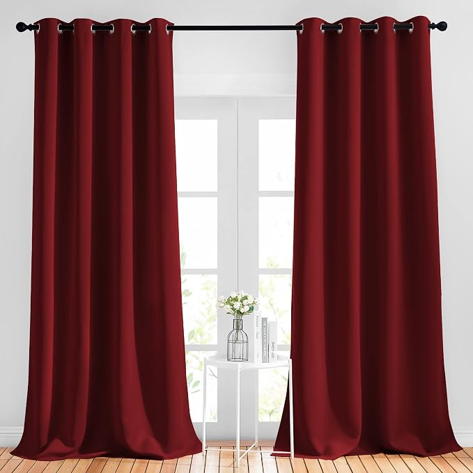 NICETOWN Blackout Burgundy Red Curtains 102 inches Long 2 Panels, Grommet by NICETOWN