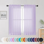 OWENIE Light Purple Sheer Curtains 54 Inch Length 2 Panels Set, Rod Pocket by OWENIE