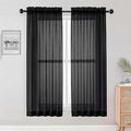 OWENIE Black Sheer Curtains 68 Inch Length 2 Panels Set by OWENIE
