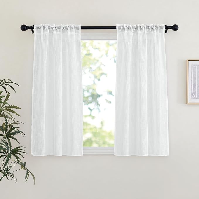 NICETOWN White Sheer Curtains 45 inches Long - Image 2