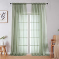 Sage Green Sheer Curtains for Bedroom Living Room 96 Inches Long 2 Panels by WelvetBLK
