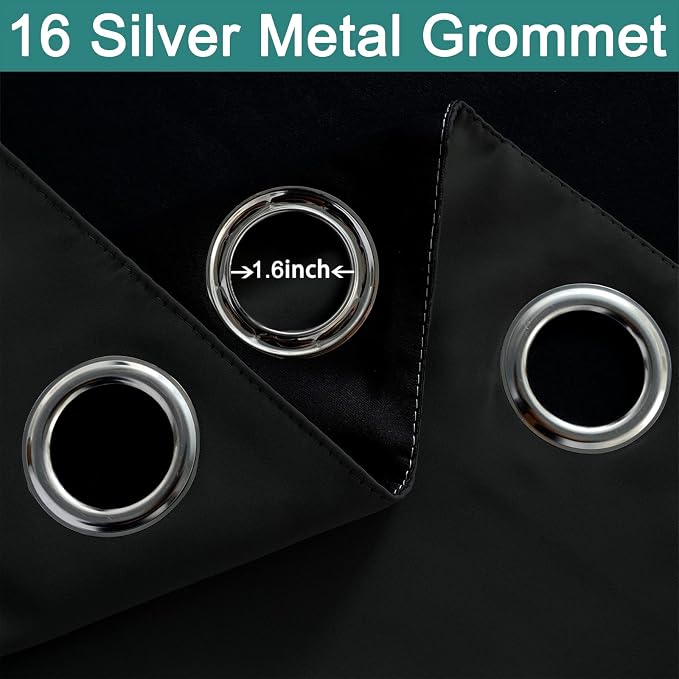 Yakamok 100% Blackout Sliding Door Curtains, Thermal Insulated Grommet Full - Image 3