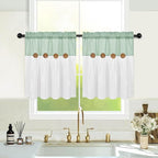 FRAMICS Boho Kitchen Curtains 24 Inch Length, Farmhouse Cotton Linen Tier by FRAMICS