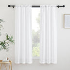 NICETOWN White Bedroom Curtains 63 inches Long, Rod Pocket & Back Tab Faux - Image 3