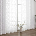 Chyhomenyc White Sheer Curtains 96 Inch Length 2 Panels Set, Light Filtering by Chyhomenyc