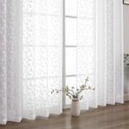 Chyhomenyc White Sheer Curtains 96 Inch Length 2 Panels Set, Light Filtering by Chyhomenyc