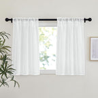 NICETOWN White Semi Sheer Linen Kitchen Curtains 36 inch Length, Rod Pocket & - Image 2