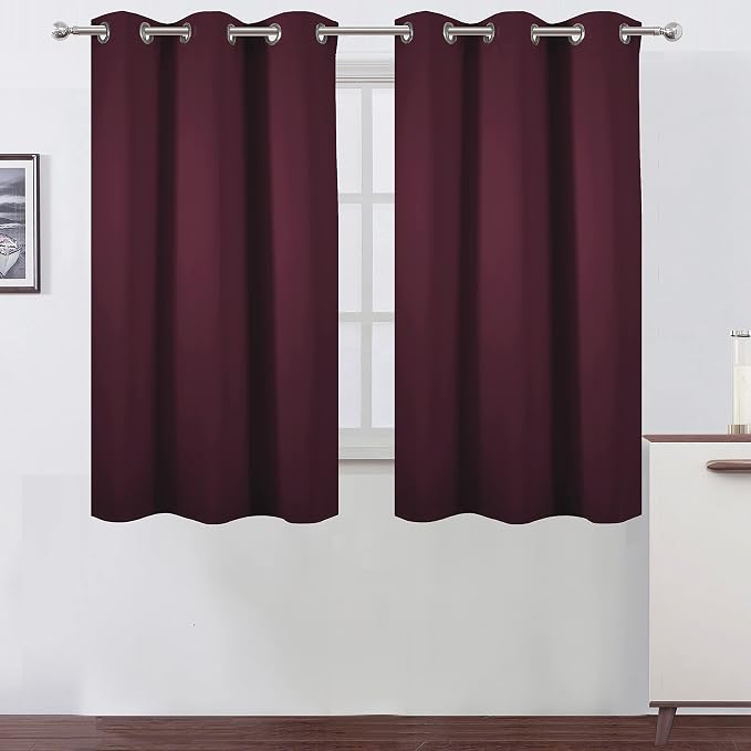 LEMOMO Burgundy Blackout Curtains 38 x 54 Inch Length/Set of 2 Curtain by Lemomo