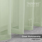 Simplebrand Light Green Sheer Curtains 96 Inches Long 2 Panels, Light Filtering - Image 3