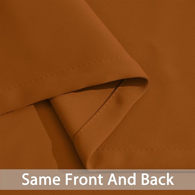 Yakamok Burnt Orange Blackout Curtains-Room Darkening Orange Thermal Insulated - Image 4