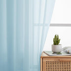 Simplebrand Sky Blue Sheer Curtains 90 Inches Long 2 Panels, Light Filtering - Image 2