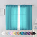 Aiyufeng Turquoise Sheer Curtains 45 Inch Length 2 Panels Set, Light Filtering by Aiyufeng