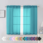 Aiyufeng Turquoise Sheer Curtains 45 Inch Length 2 Panels Set, Light Filtering by Aiyufeng