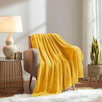 KMUSET Fleece Blanket Twin Size Honey Yellow Lightweight Super Soft Cozy Fuzzy - Image 5