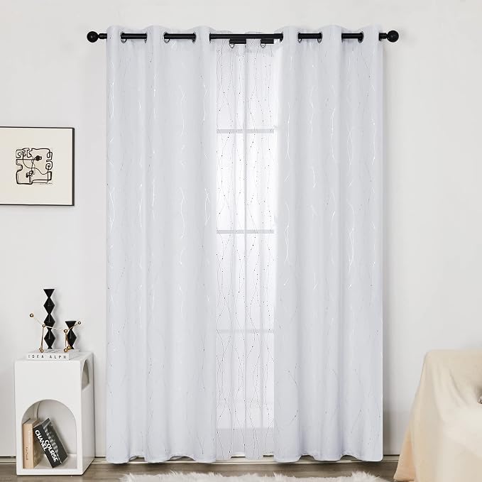 Deconovo Room Darkening Curtains, Thermal Insulated Soundproof Drapes, 42 x 63 - Image 3