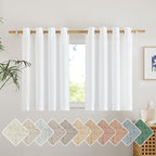 NICETOWN White Linen Kitchen Curtains 36 inches Long, Grommet Short Curtains by NICETOWN