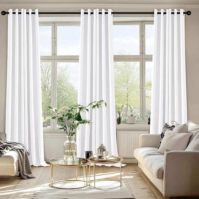 MIULEE Pure White Curtains for Bedroom Living Room 96 Inches Long 2 Panels - Image 6
