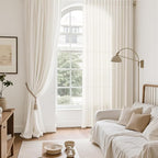 Modern Linen Curtains for Living Room 120 Inches Long Light Filtering Semi - Image 6