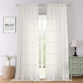 Lecloud Ivory Sheer Curtains 102 Inches Long 2 Pcs, Rod Pockets Light Filtering by Lecloud