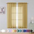 Simplebrand Gold Sheer Curtains 63 Inch Length 2 Panels, Rod Pocket Solid Color by Simplebrand