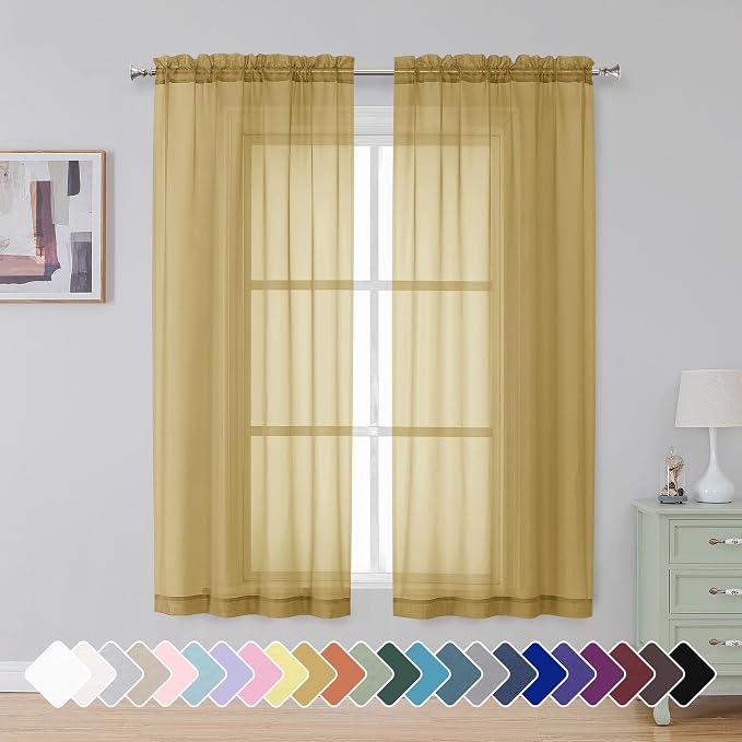 Simplebrand Rod Pocket Top Solid Voile Sheer Curtains by Simplebrand